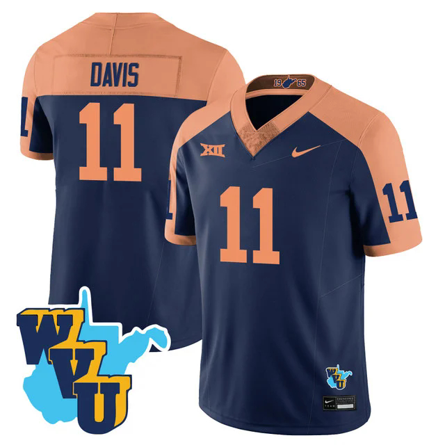 Men's West Virginia Mountaineers 1965-2025 Throwback Jersey #11 WILLIAM DAVIS.webp