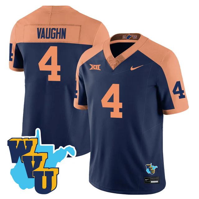 Men's West Virginia Mountaineers 1965-2025 Throwback Jersey #4 CAM VAUGHN.webp