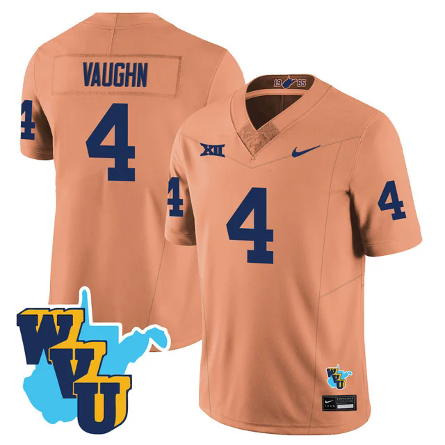 Men's West Virginia Mountaineers 1965-2025 Throwback Jersey GOLD #4 CAM VAUGHN.webp