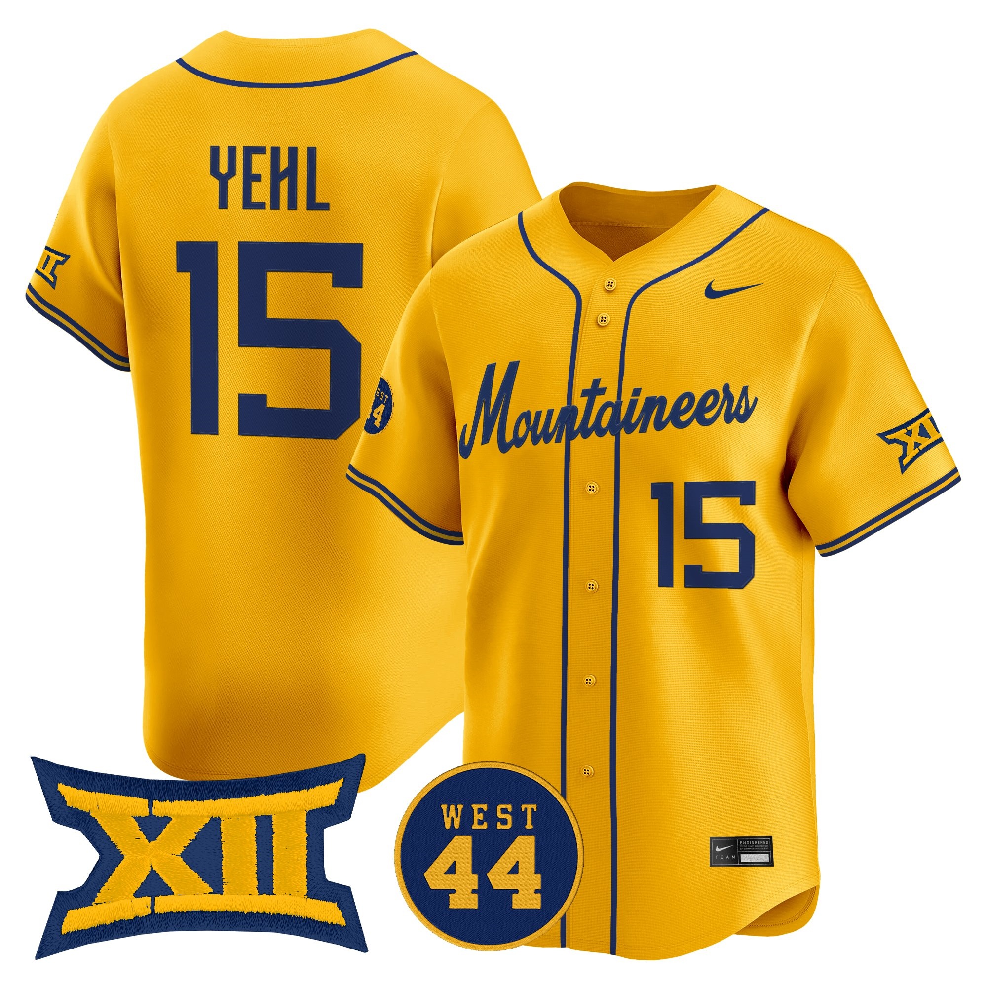 Men's West Virginia Mountaineers 2026 Vapor Premier Limited Jersey GOLD #15 MAXX YEHL