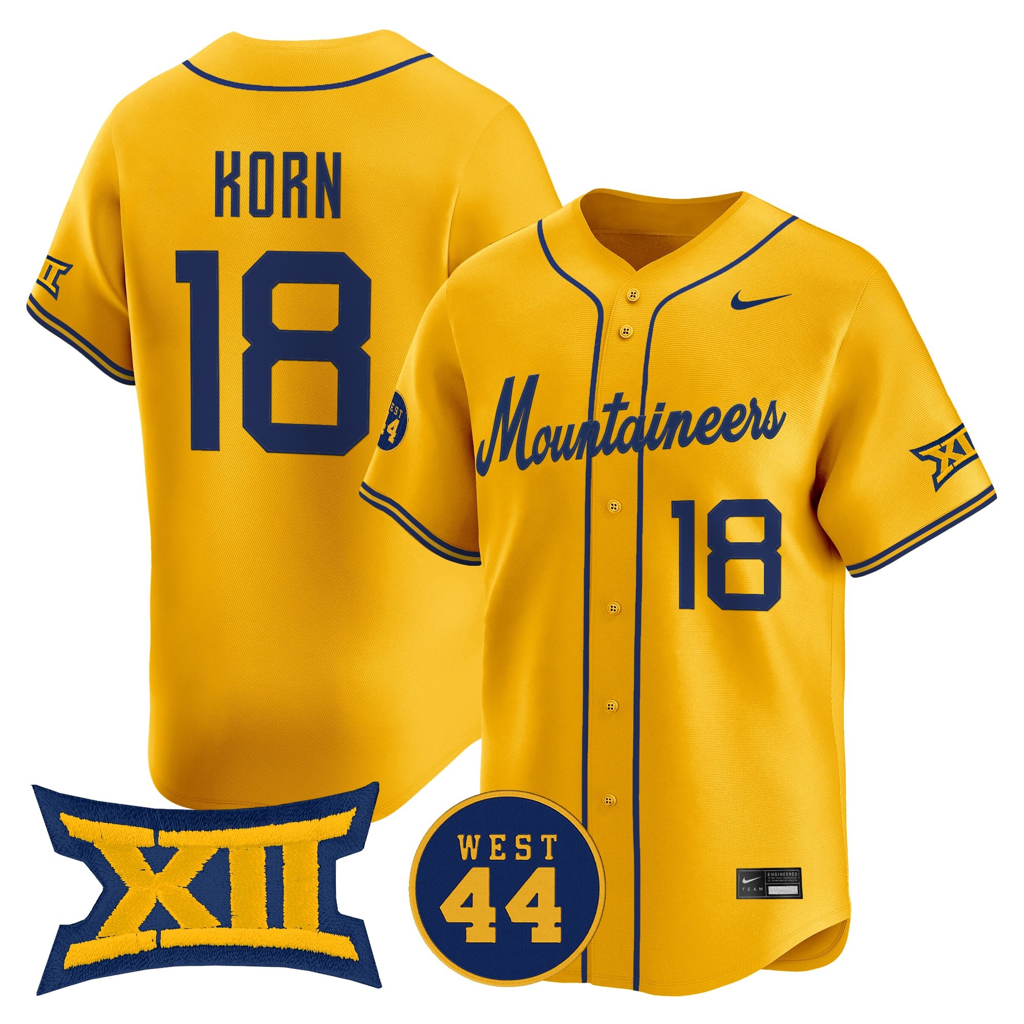 Men's West Virginia Mountaineers 2026 Vapor Premier Limited Jersey GOLD #18 IAN KORN