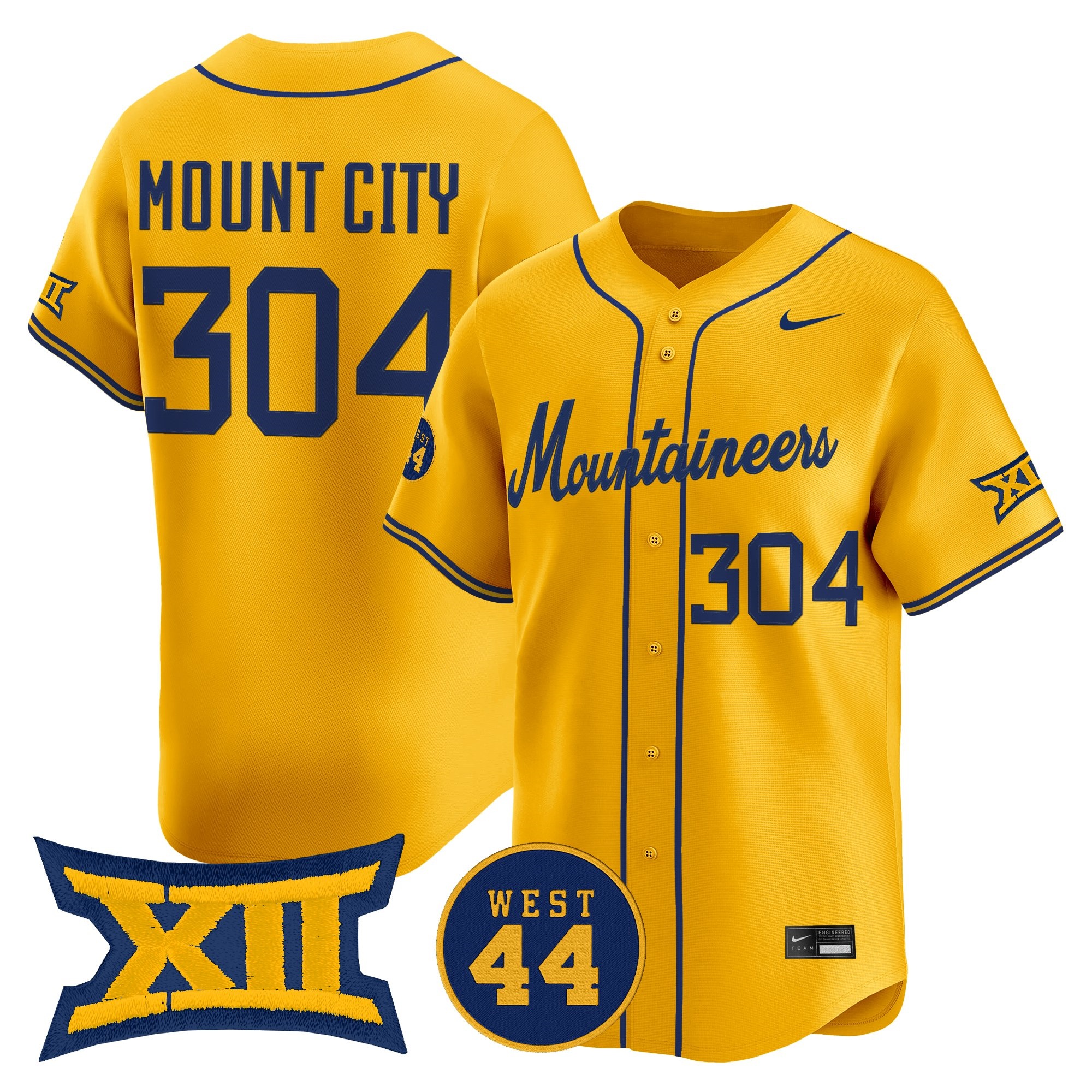 Men's West Virginia Mountaineers 2026 Vapor Premier Limited Jersey GOLD #304 MOUNT CITY