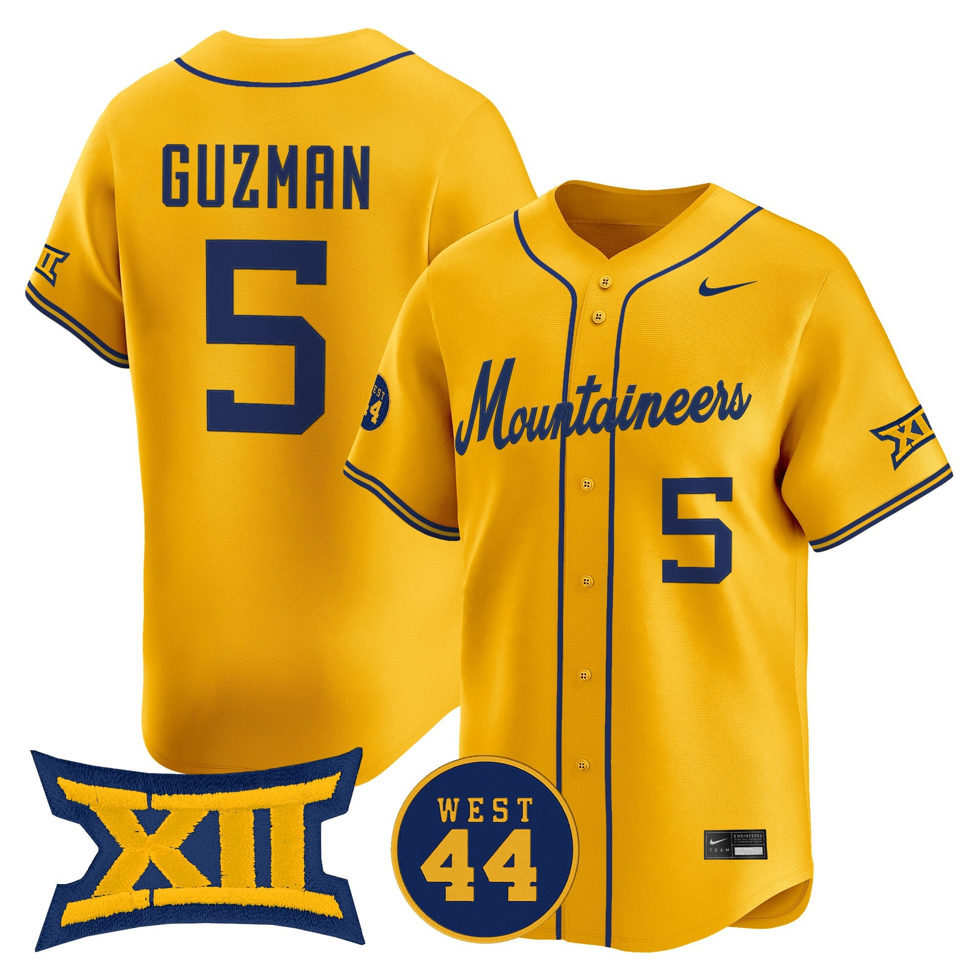 Men's West Virginia Mountaineers 2026 Vapor Premier Limited Jersey GOLD #5 ARMANI GUZMAN