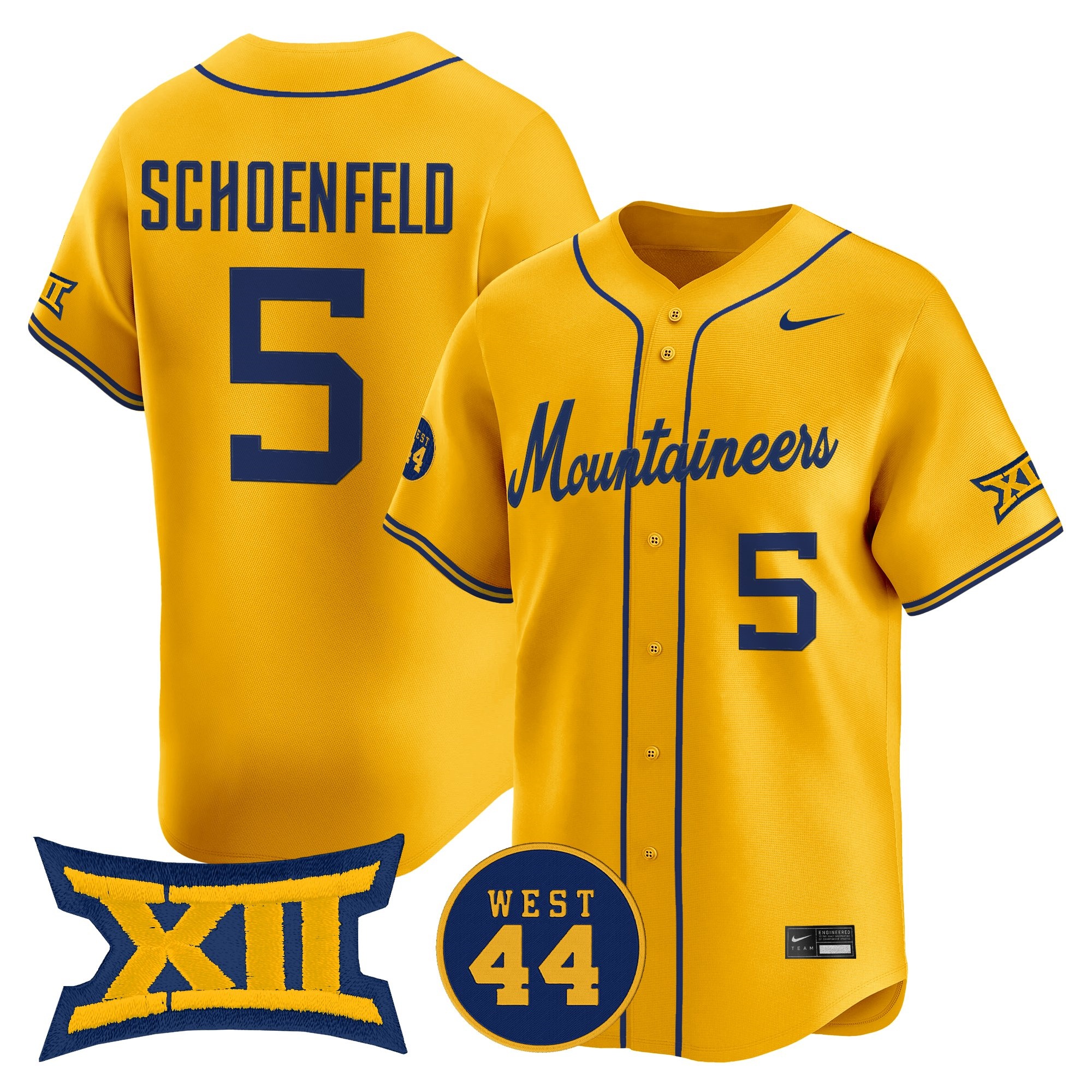 Men's West Virginia Mountaineers 2026 Vapor Premier Limited Jersey GOLD #5 PAUL SCHOENFELD