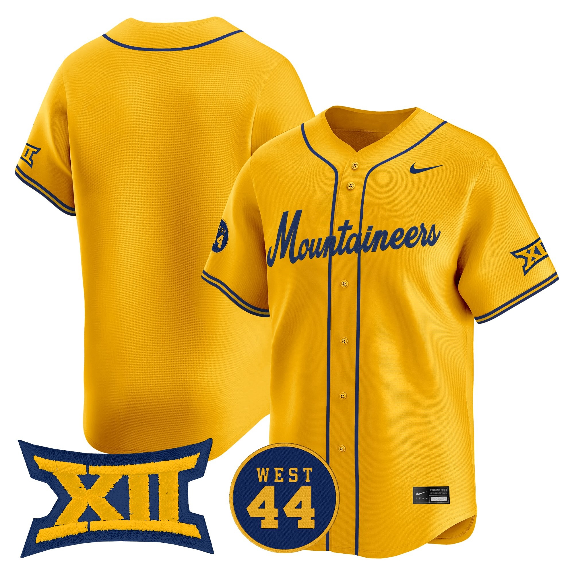 Men's West Virginia Mountaineers 2026 Vapor Premier Limited Jersey GOLD BLANK