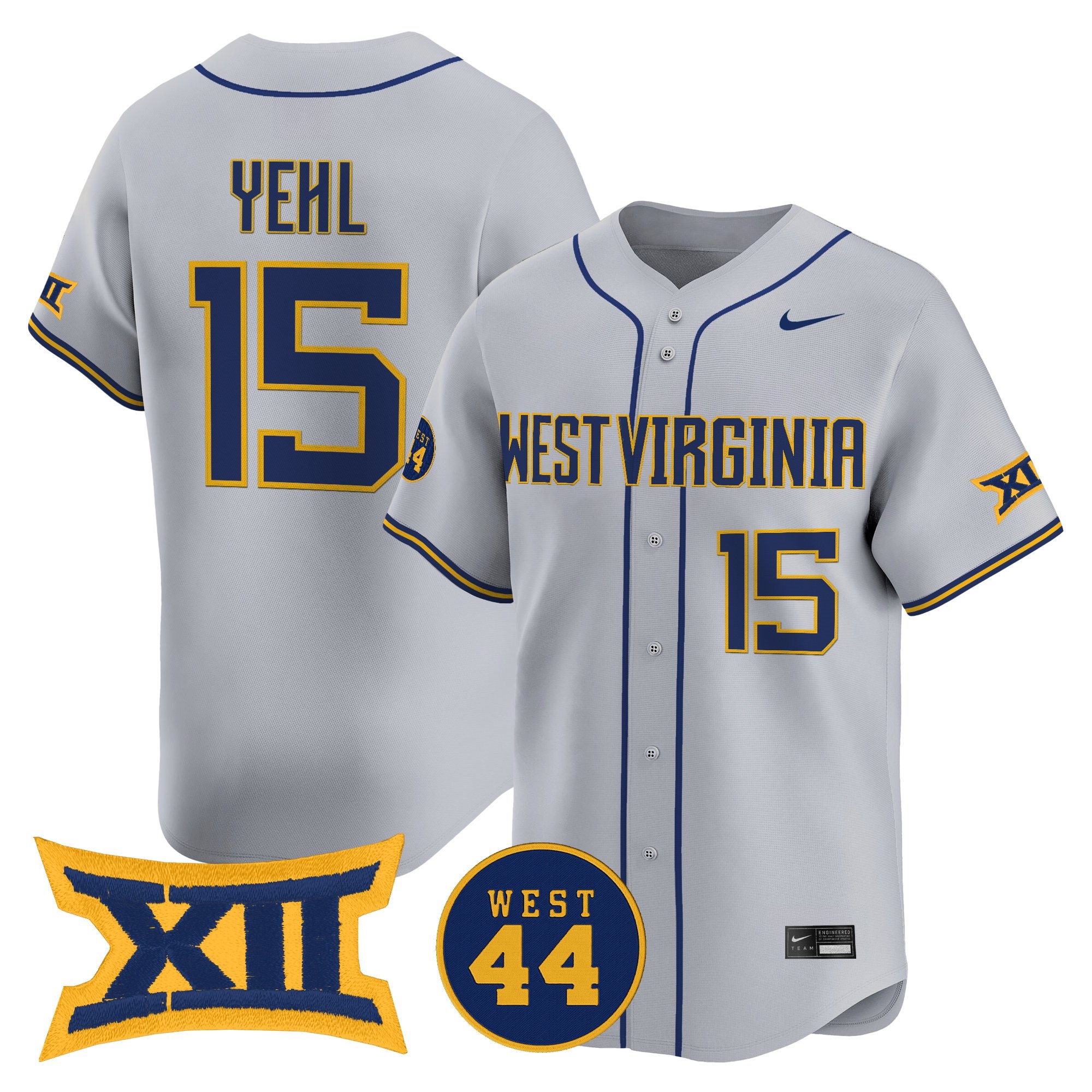 Men's West Virginia Mountaineers 2026 Vapor Premier Limited Jersey GRAY #15 MAXX YEHL