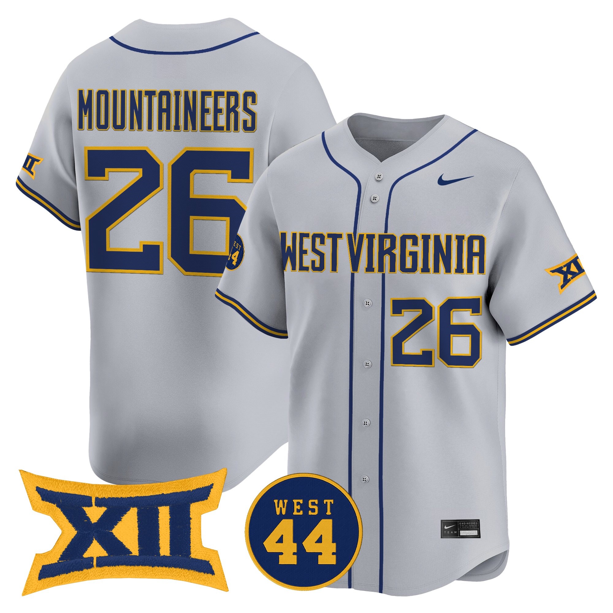 Men's West Virginia Mountaineers 2026 Vapor Premier Limited Jersey GRAY #26 MOUNTAINEERS