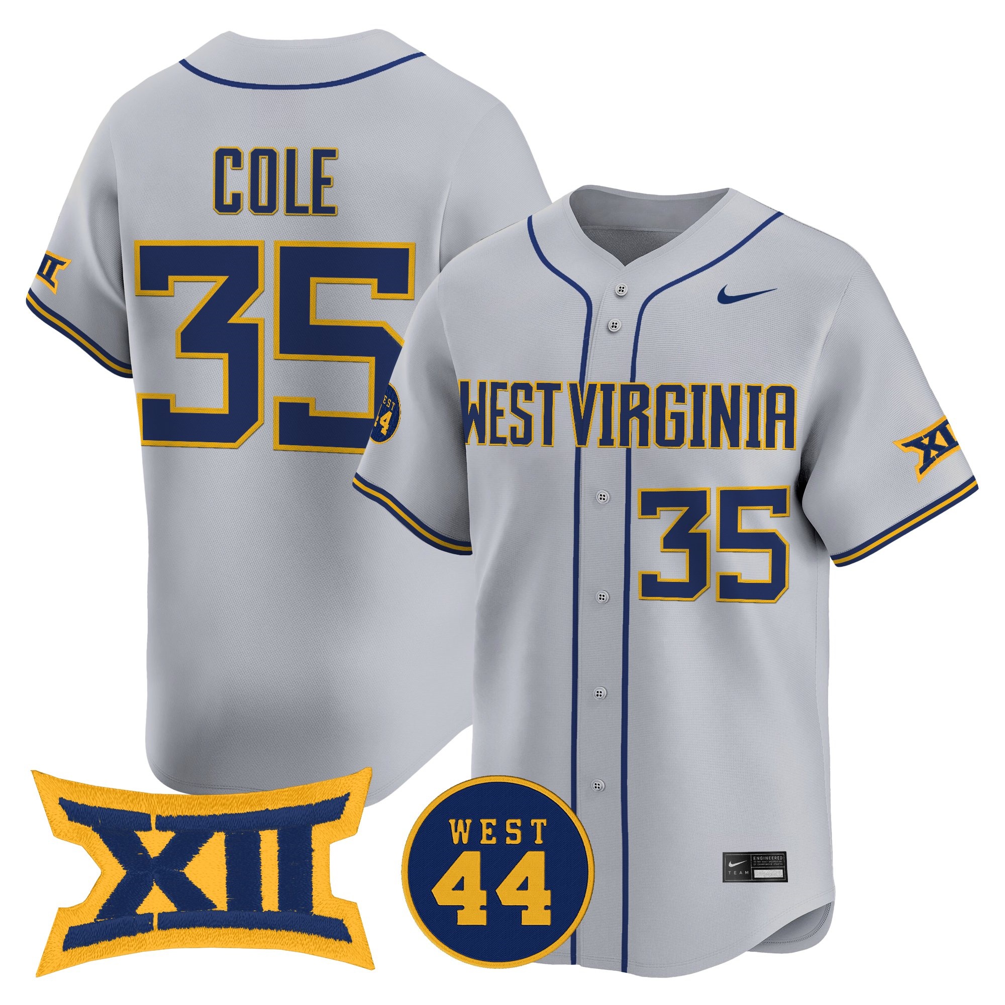 Men's West Virginia Mountaineers 2026 Vapor Premier Limited Jersey GRAY #35 CHANSEN COLE