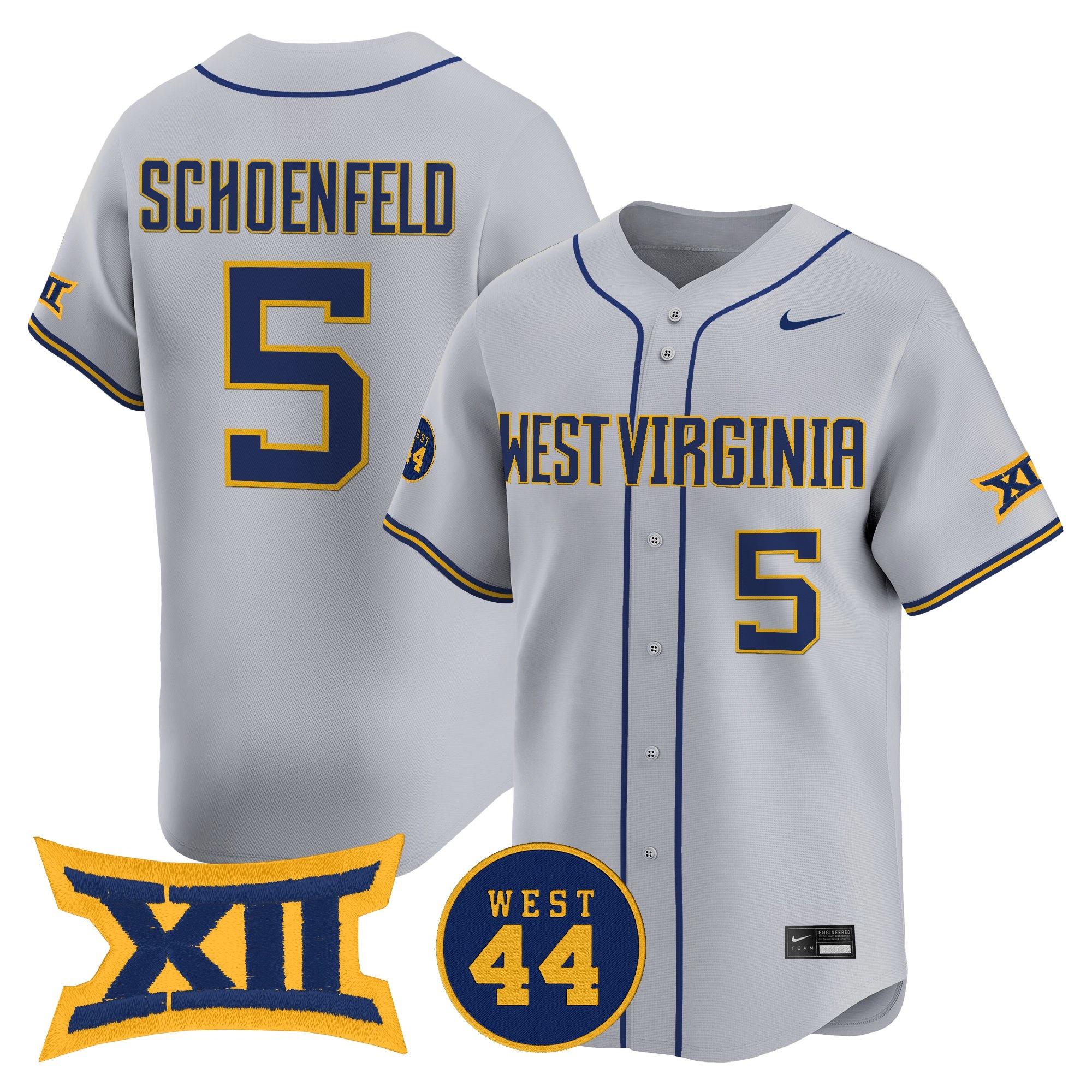 Men's West Virginia Mountaineers 2026 Vapor Premier Limited Jersey GRAY #5 PAUL SCHOENFELD