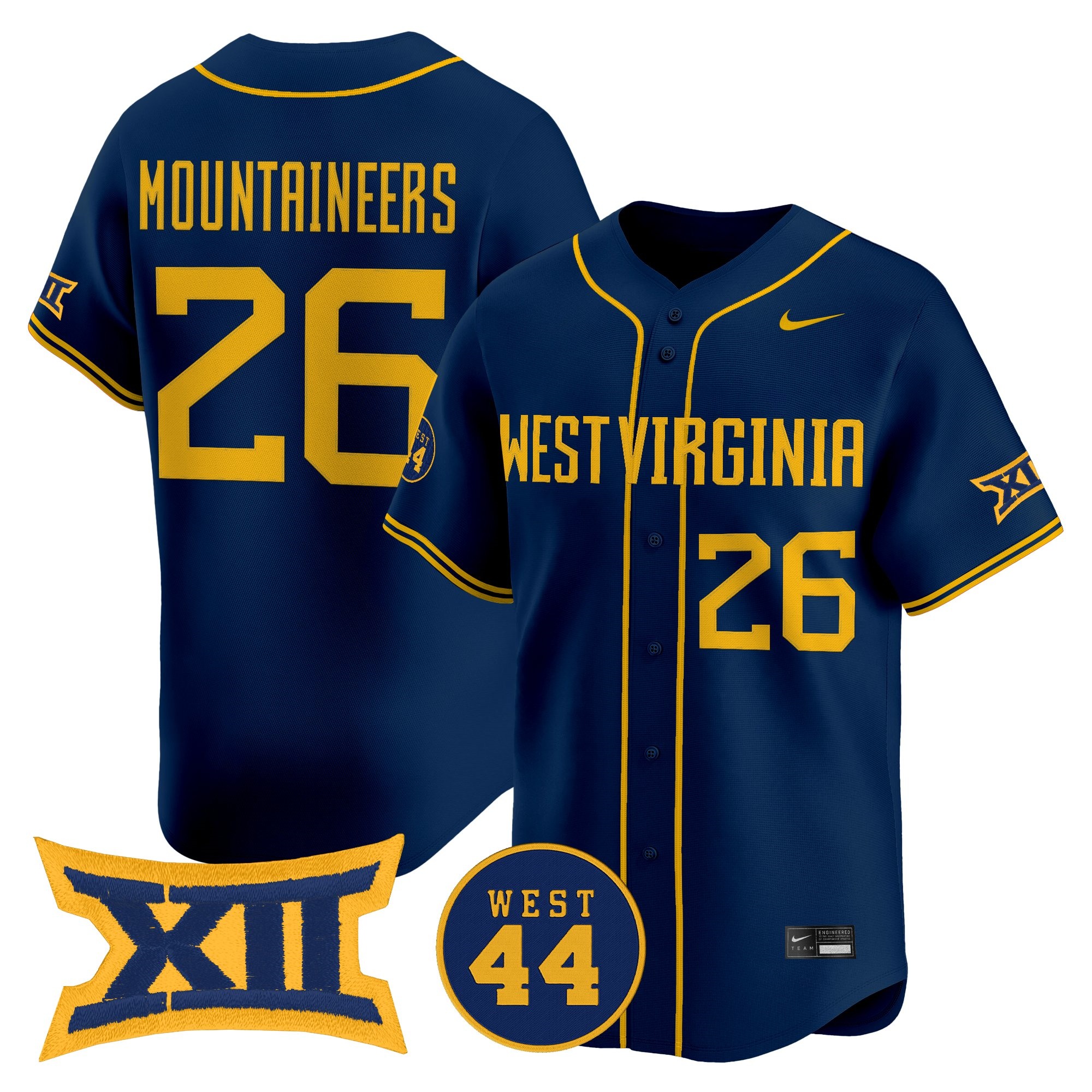 Men's West Virginia Mountaineers 2026 Vapor Premier Limited Jersey NAVY #26 MOUNTAINEERS