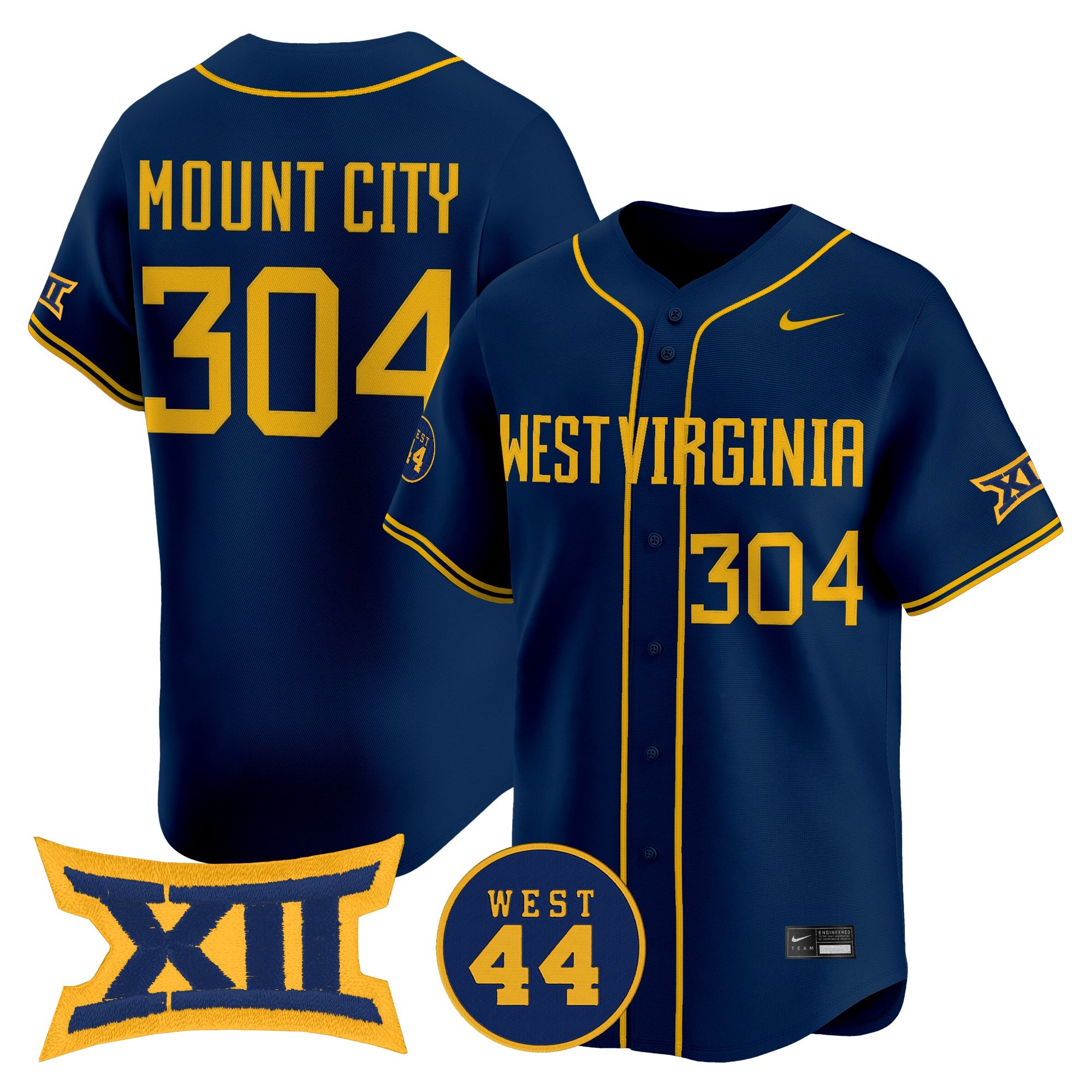 Men's West Virginia Mountaineers 2026 Vapor Premier Limited Jersey NAVY #304 MOUNT CITY