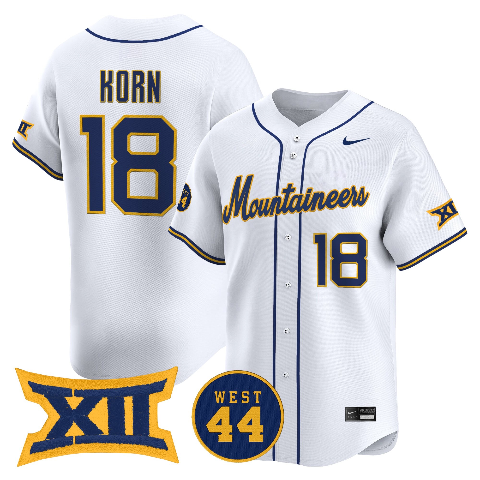 Men's West Virginia Mountaineers 2026 Vapor Premier Limited Jersey WHITE #18 IAN KORN