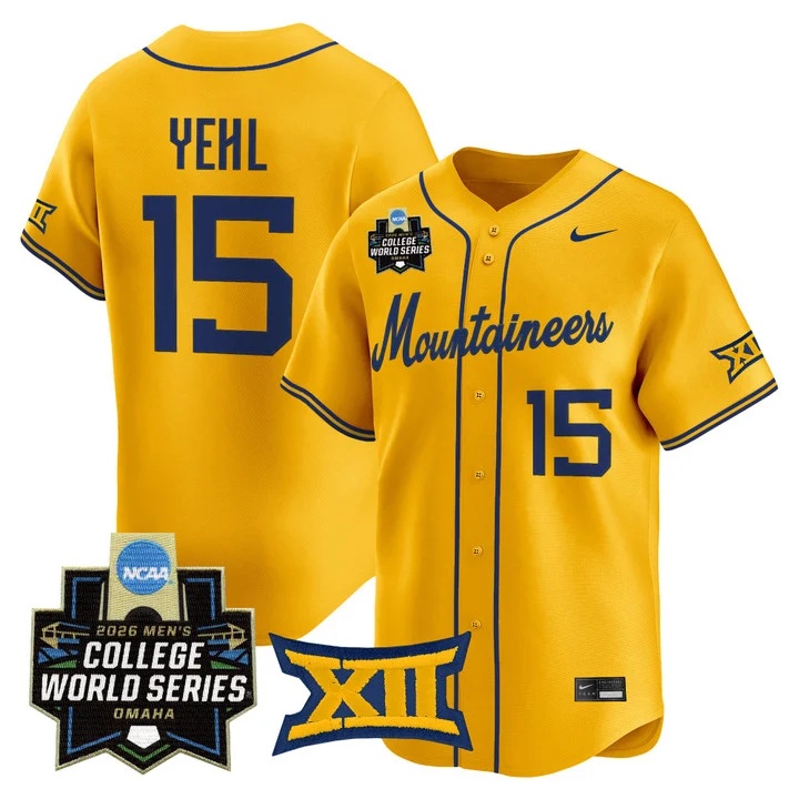 Men's West Virginia Mountaineers 2026 World Series Patch Vapor Premier Limited Jersey GOLD #15 MAXX YEHL