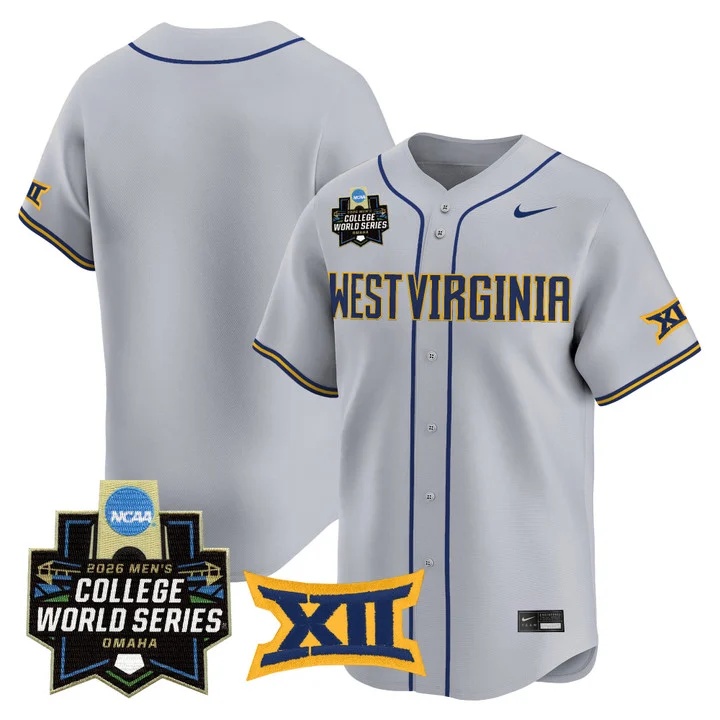 Men's West Virginia Mountaineers 2026 World Series Patch Vapor Premier Limited Jersey GRAY BLANK