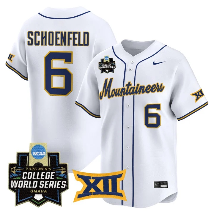 Men's West Virginia Mountaineers 2026 World Series Patch Vapor Premier Limited Jersey WHITE #6 PAUL SCHOENFELD