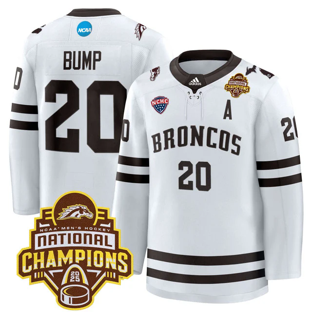 Men's Western Michigan Broncos 2025 National Champions Patch Premium Jersey #20 ALEX BUMP.webp