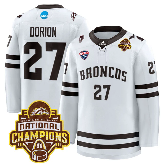 Men's Western Michigan Broncos 2025 National Champions Patch Premium Jersey #27 DAN DORION.webp