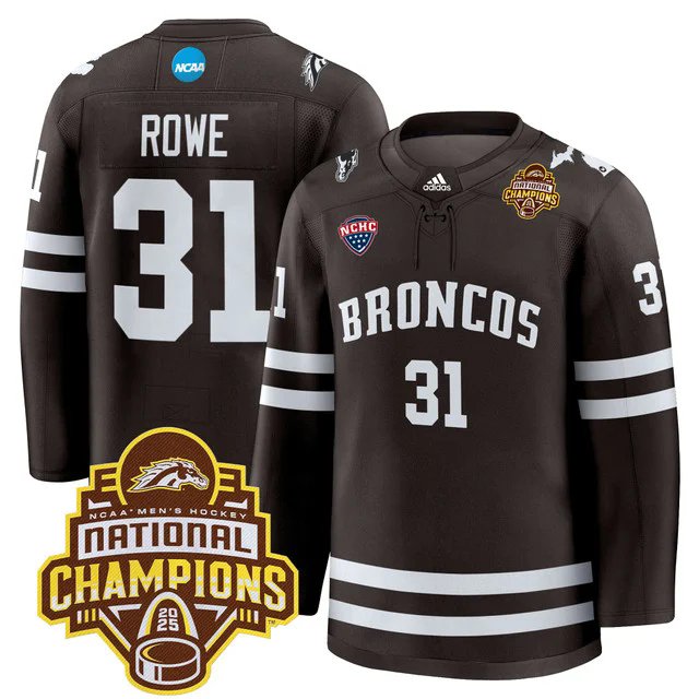 Men's Western Michigan Broncos 2025 National Champions Patch Premium Jersey BROWN #31 CAMERON ROWE.webp