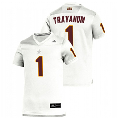 Men's White Arizona State Sun Devils DeaMonte Trayanum Replica Football Jersey
