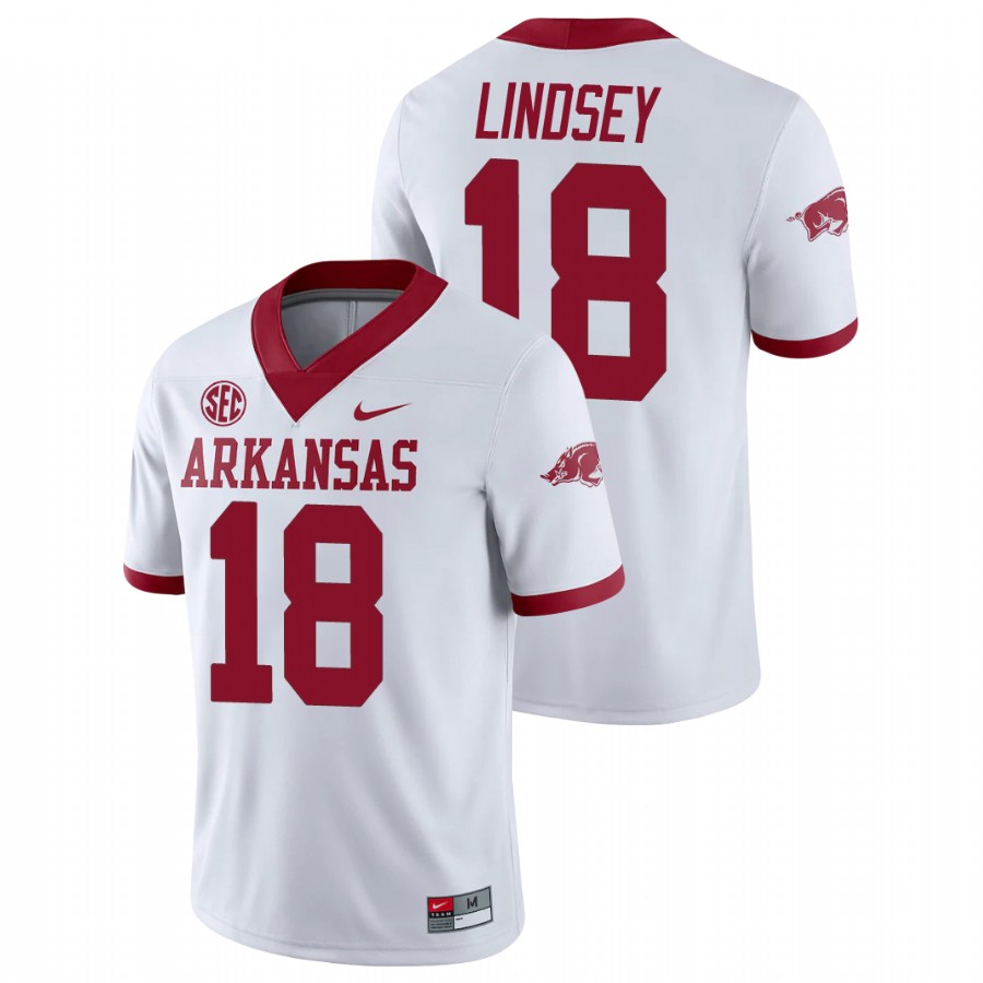Men's White Arkansas Razorbacks Jack Lindsey College Football Alternate Game Jersey