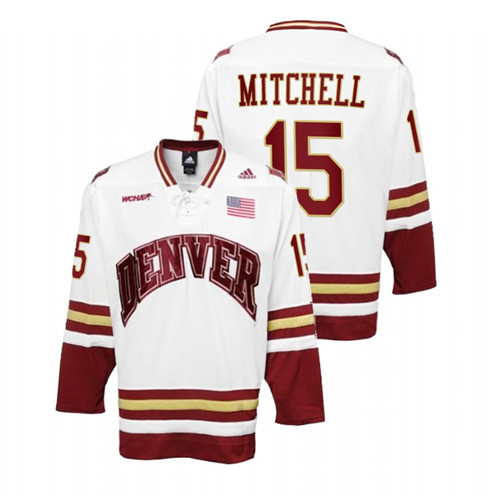 Men's White Denver Pioneers Ian Mitchell College Hockey Premier Jersey