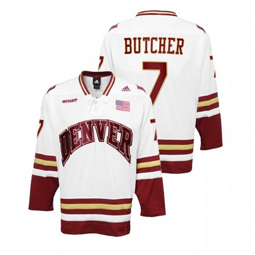 Men's White Denver Pioneers Will Butcher College Hockey Premier Jersey