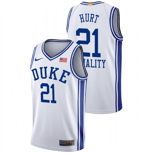 Men's White Duke Blue Devils Matthew Hurt Equality BLM Social Justice Basketball Jersey