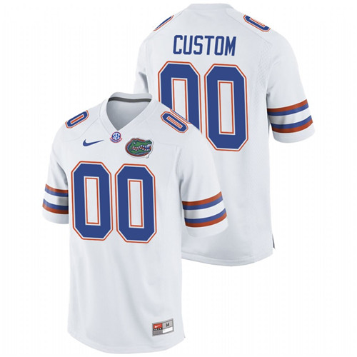 Men's White Florida Gators Custom College Football Away Game Jerseys