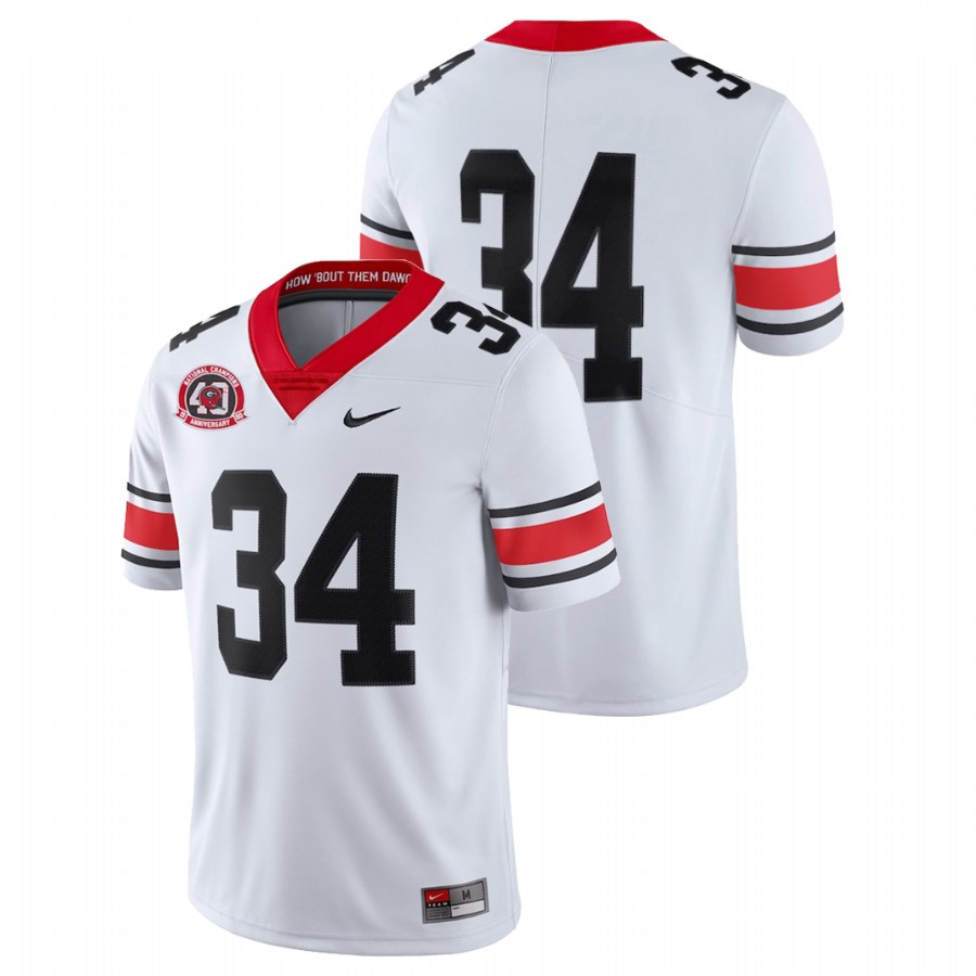 Men's White Georgia Bulldogs College Limited Football 1980 National Champions Jersey