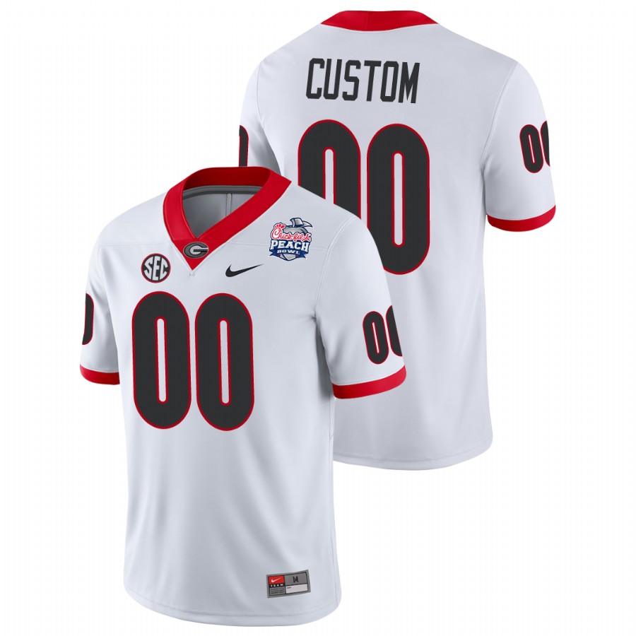 Men's White Georgia Bulldogs Custom 2021 Peach Bowl College Football Jersey