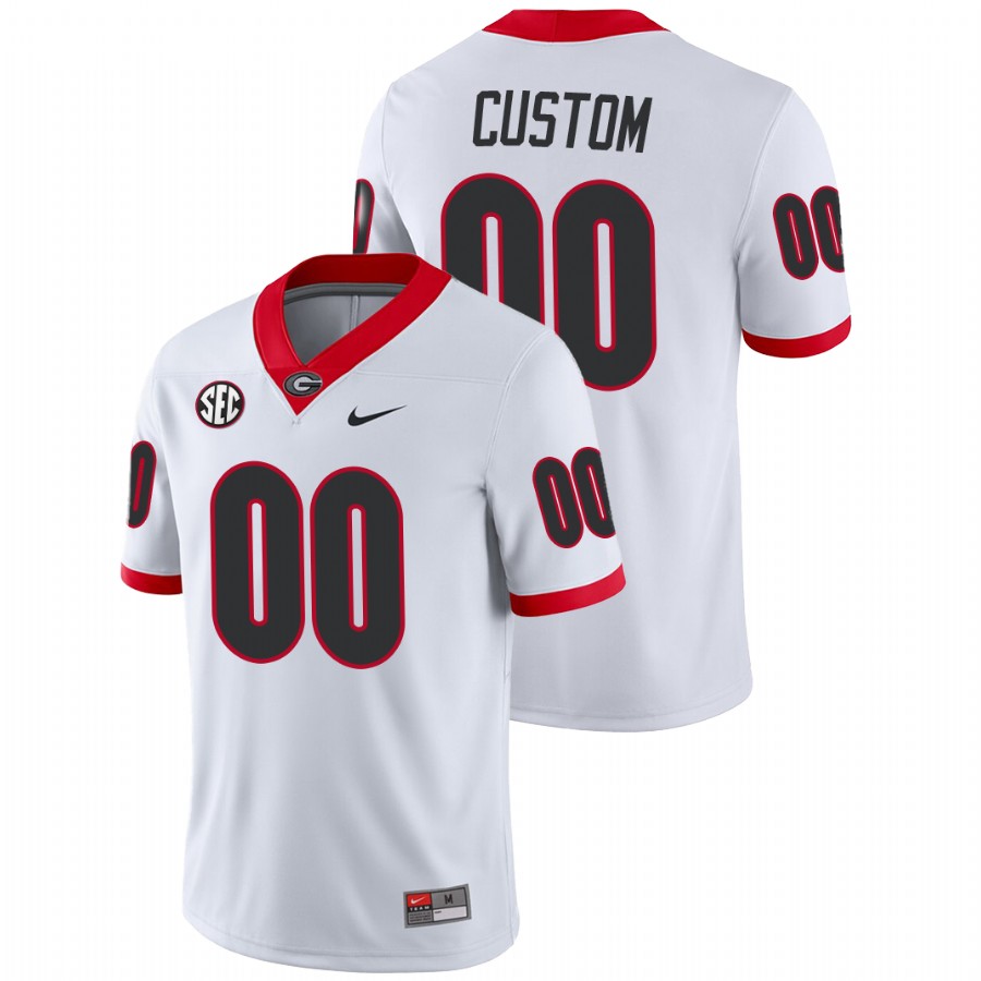 Men's White Georgia Bulldogs Custom College Football Away Game Jersey