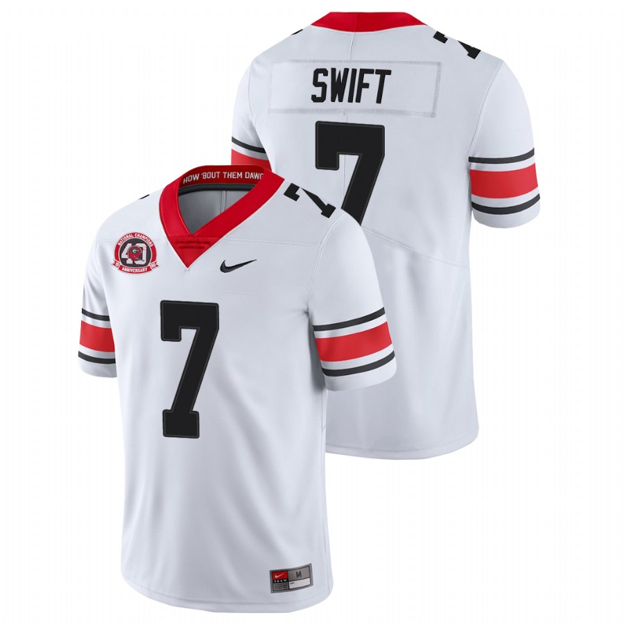 Men's White Georgia Bulldogs D'Andre Swift College Football 40th Anniversary Alternate Jersey