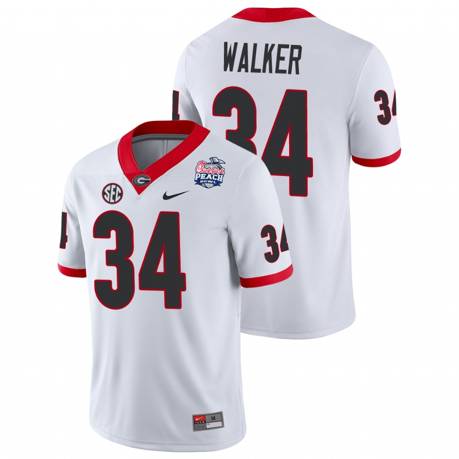 Men's White Georgia Bulldogs Herchel Walker 2021 Peach Bowl College Football Jersey
