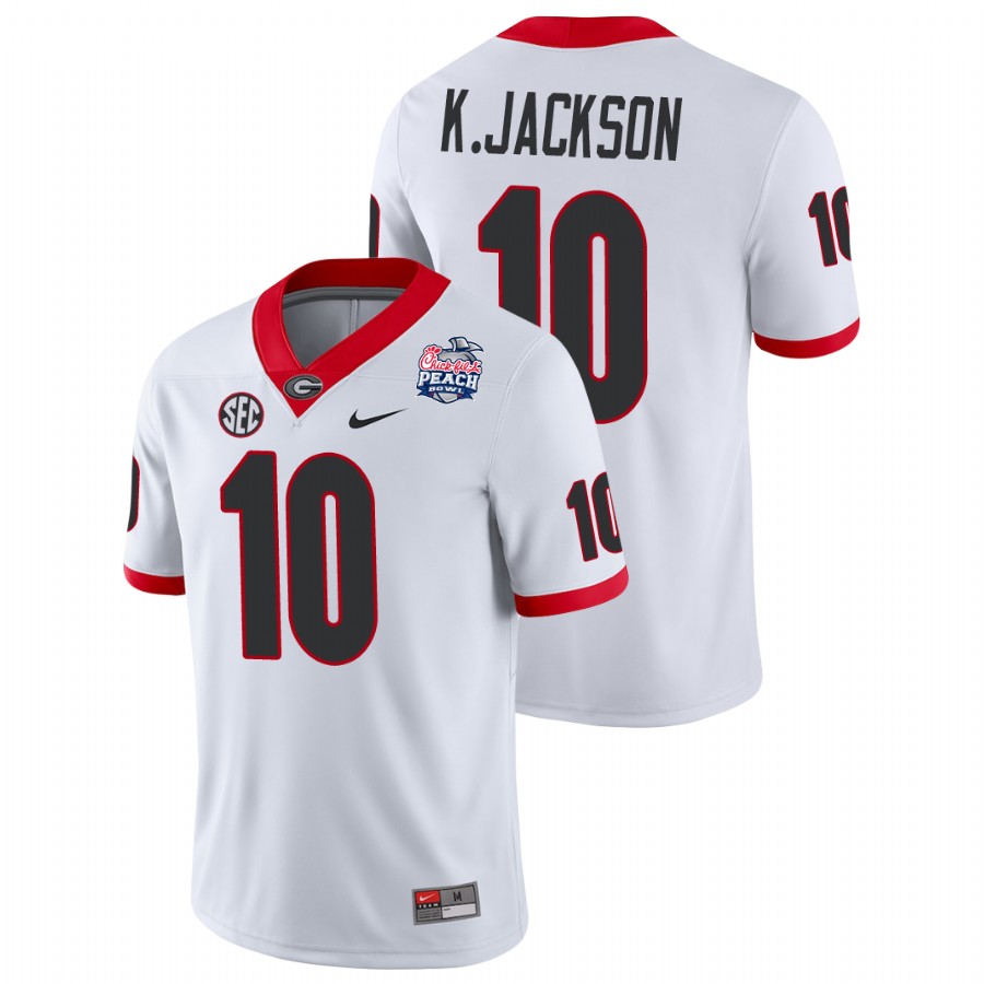 Men's White Georgia Bulldogs Kearis Jackson 2021 Peach Bowl College Football Jersey