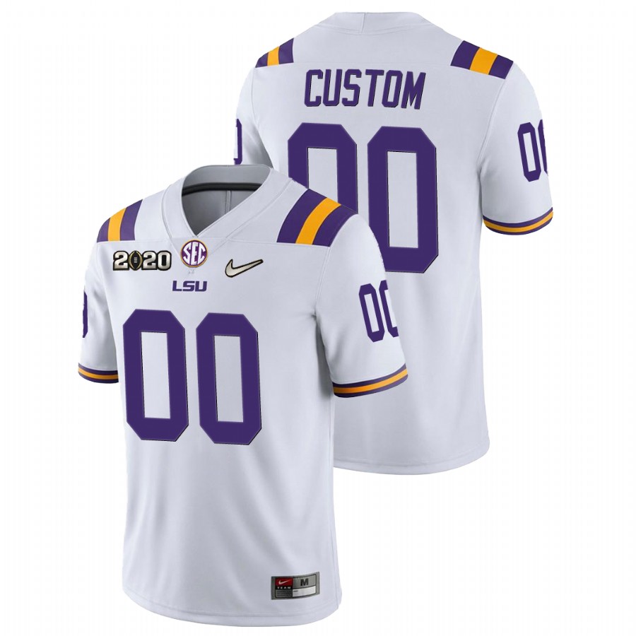 Men's White LSU Tigers Custom Game Football Jersey