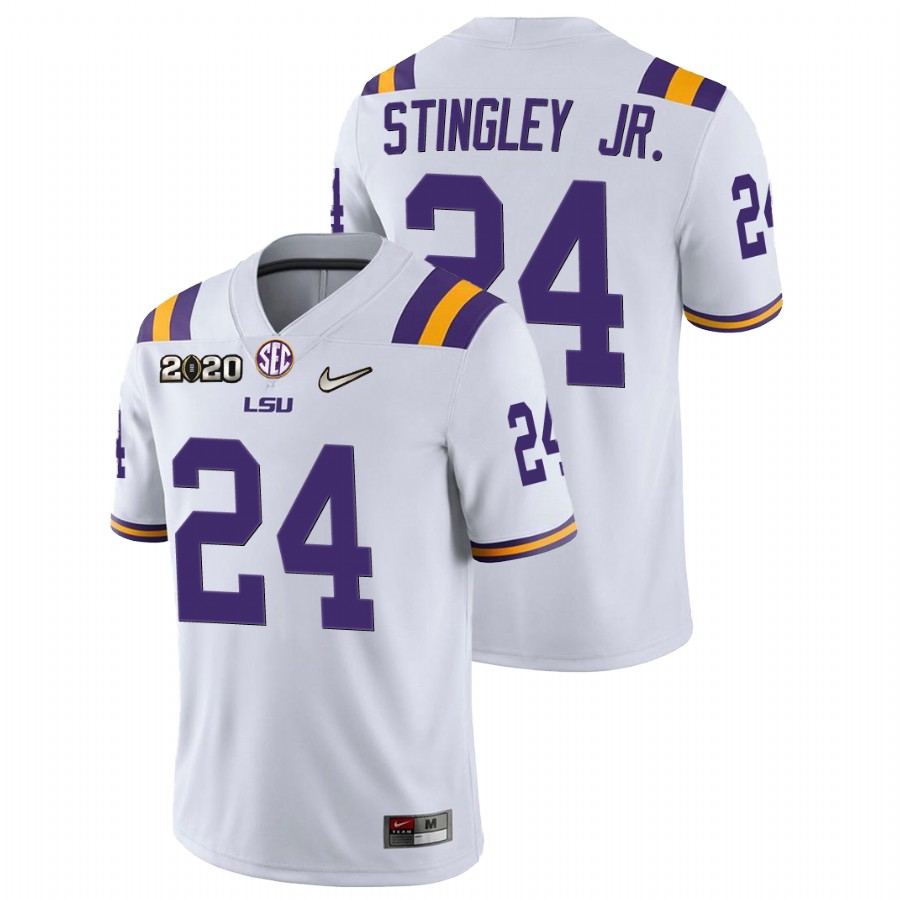 Men's White LSU Tigers Derek Stingley Jr. Game Football Jersey