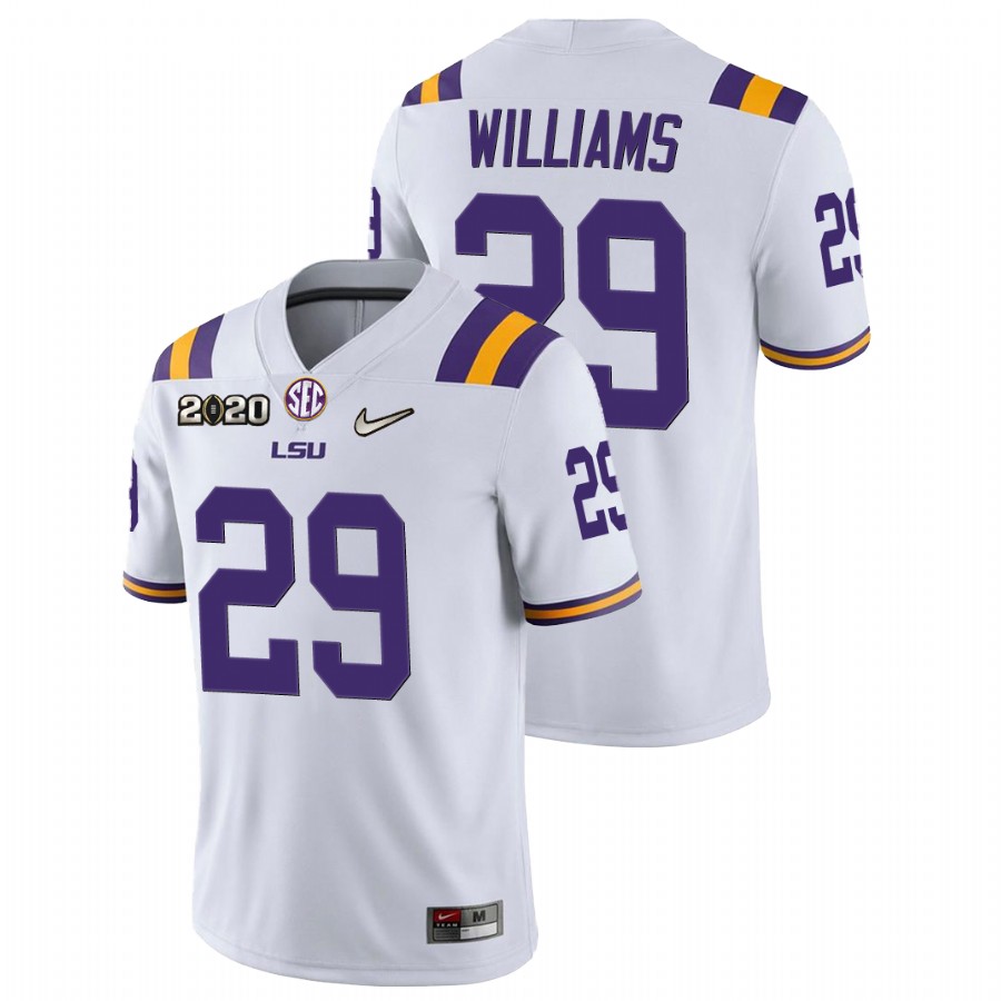 Men's White LSU Tigers Greedy Williams Game Football Jersey