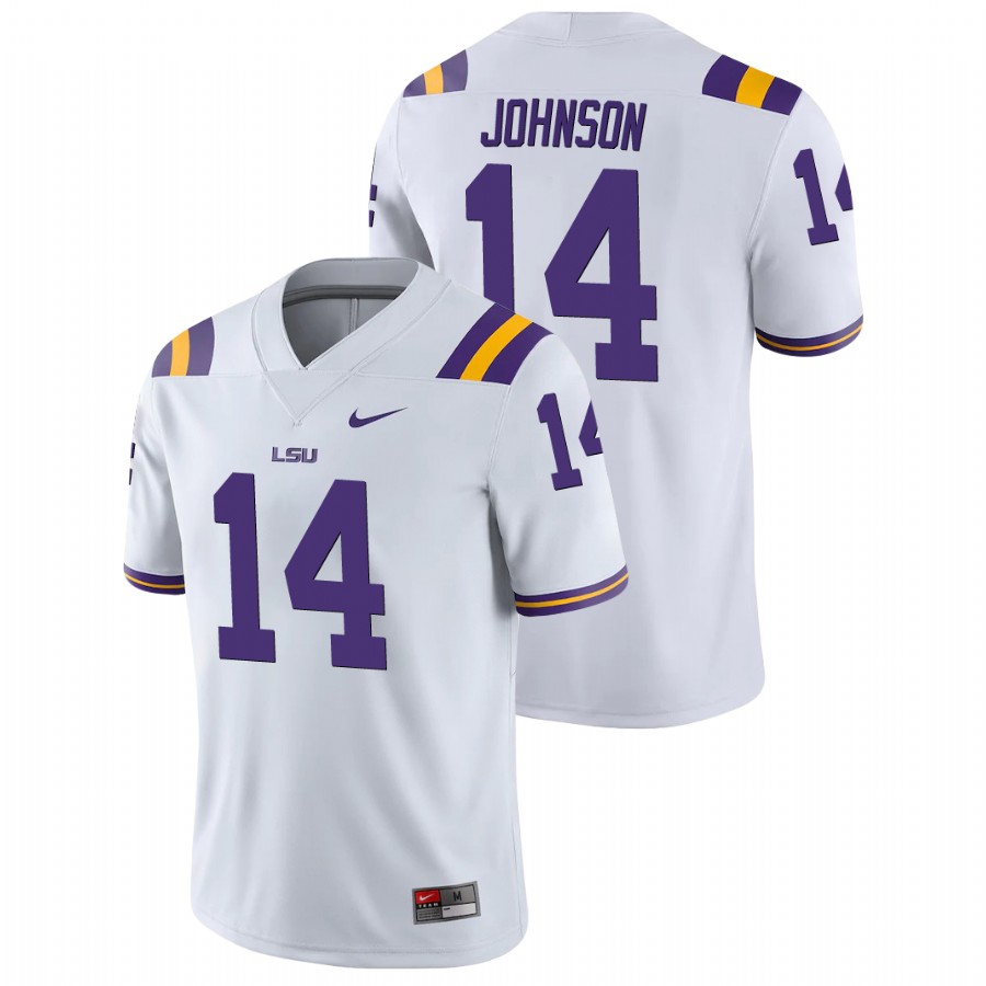 Men's White LSU Tigers Max Johnson College Football Game Jersey