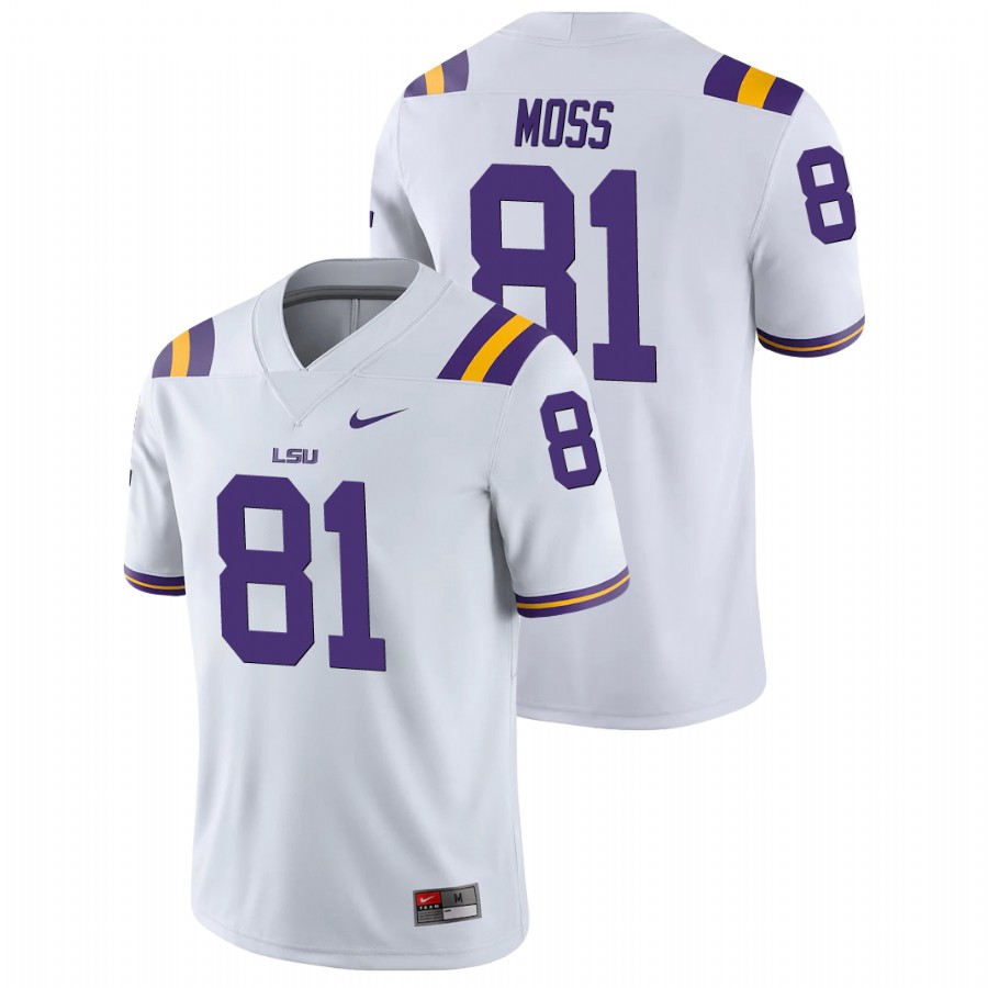 Men's White LSU Tigers Thaddeus Moss College Football Game Jersey