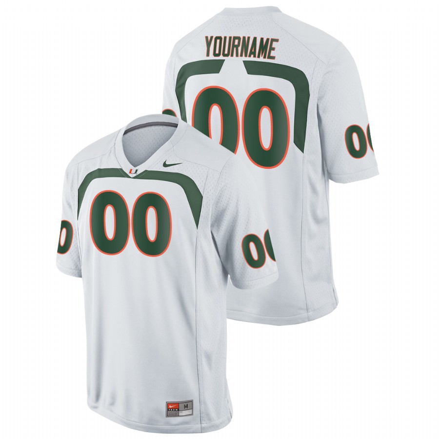 Men's White Miami Hurricanes Custom Game College Football Jersey