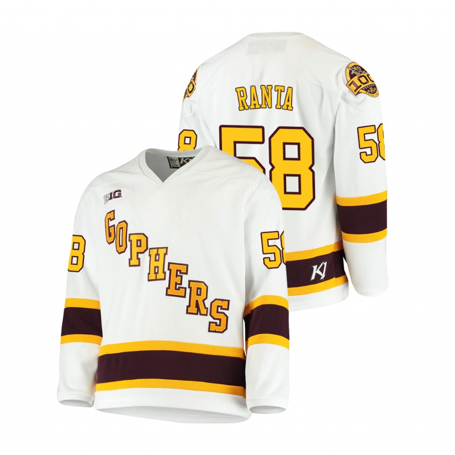 Men's White Minnesota Golden Gophers Sampo Ranta 2021 Big Ten Hockey Tournament Champions Throwback Jersey