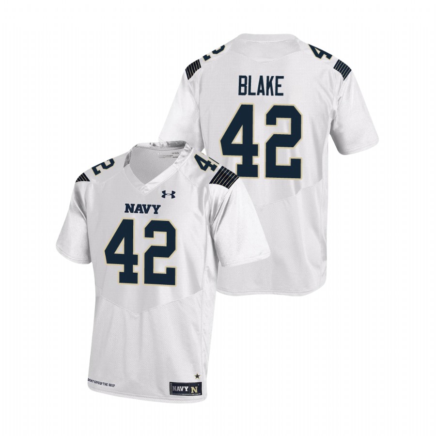 Men's White Navy Midshipmen Ian Blake Replica Football Jersey