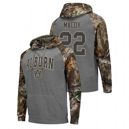 Men's Will Macoy Auburn Tigers College Basketball Charcoal Realtree Camo Raglan Hoodie