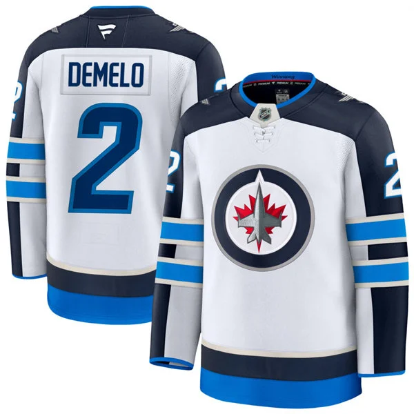 Men's Winnipeg Jets #2 Dylan DeMelo  Fanatics White Away Premium Jersey 