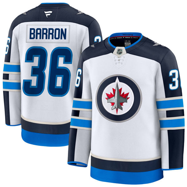 Men's Winnipeg Jets #36 Morgan Barron Fanatics White Away Jersey 