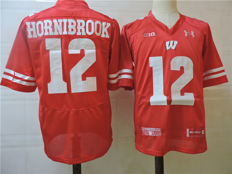Men's Wisconsin Badgers #12 Alex Hornibrook Under Armour College Football Jersey - Red