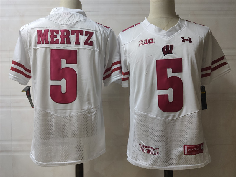 Men's Wisconsin Badgers #5 Graham Mertz Under Armour College Football Jersey - White