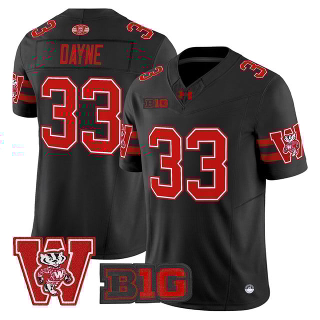 Men's Wisconsin Badgers Throwback Vapor Limited Jersey black #33 Ron Dayne