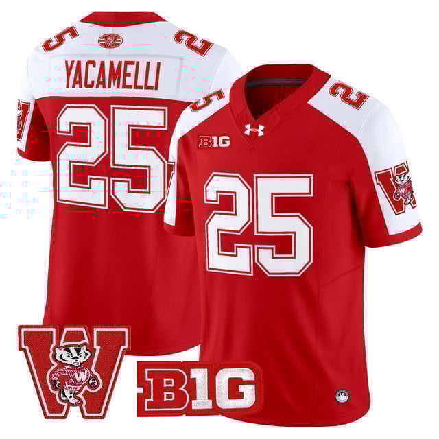 Men's Wisconsin Badgers Throwback Vapor Limited Jersey red #25 Cade Yacamelli