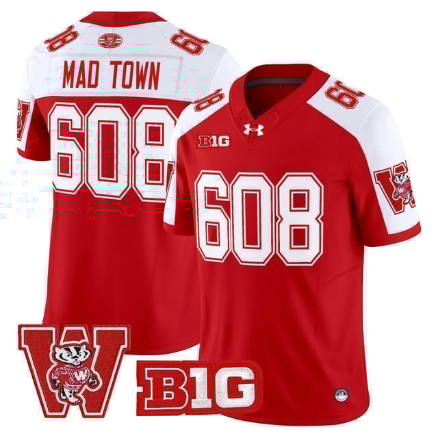 Men's Wisconsin Badgers Throwback Vapor Limited Jersey red #608 Mad Town